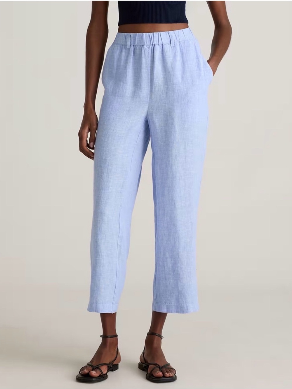 Quince 100% European Linen pull on Pants in French Blue